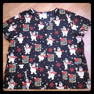 Frosty the snowman scrub top